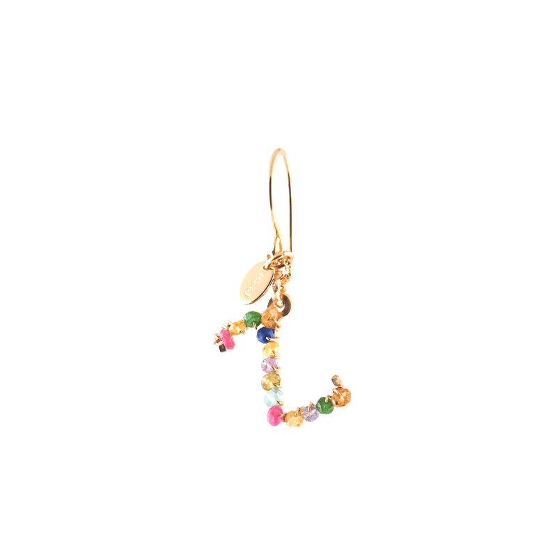 Handmade Letter Dangle Earring (35mm) - Ruby, Emerald, Peridot, Rose Sapphire, Carnelian, Rose Tourmaline, Sodalite & Rose Quartz Earrings TARBAY Z  